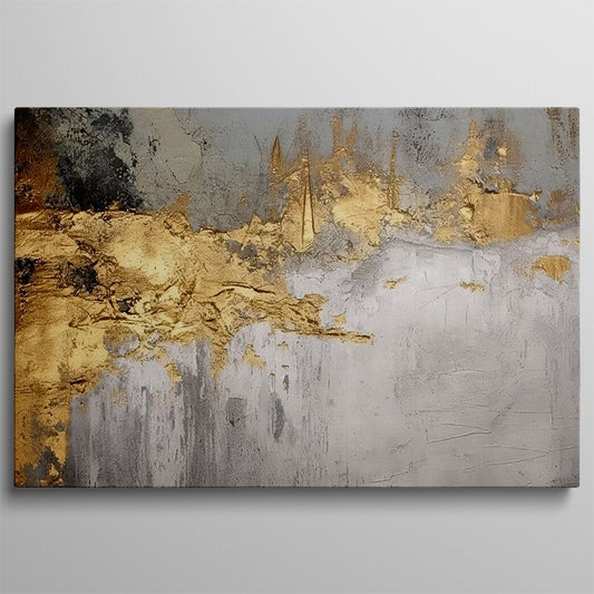 Nocturnal Gleam, Gilded Veins Abstract Painting