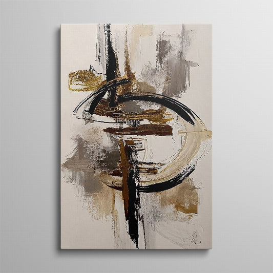 Amber Hues Brush Strokes Abstract Painting