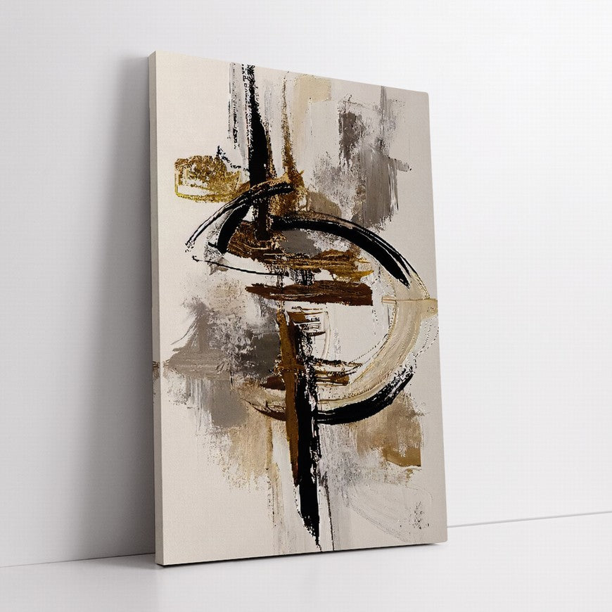 Amber Hues Brush Strokes Abstract Painting