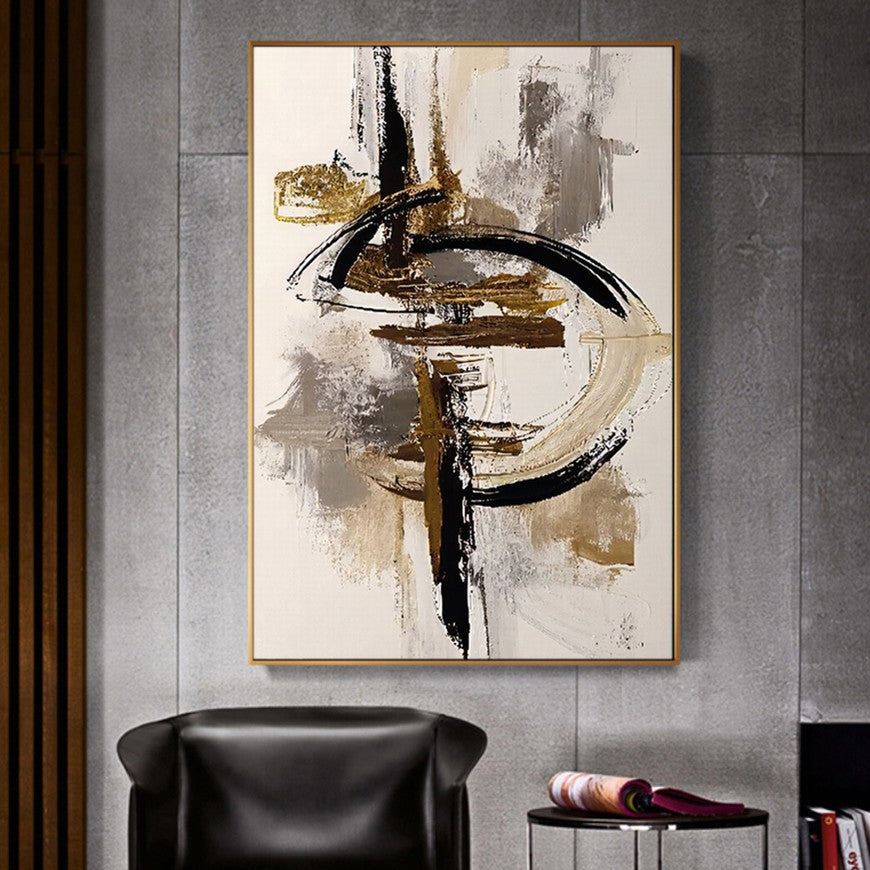 Amber Hues Brush Strokes Abstract Painting