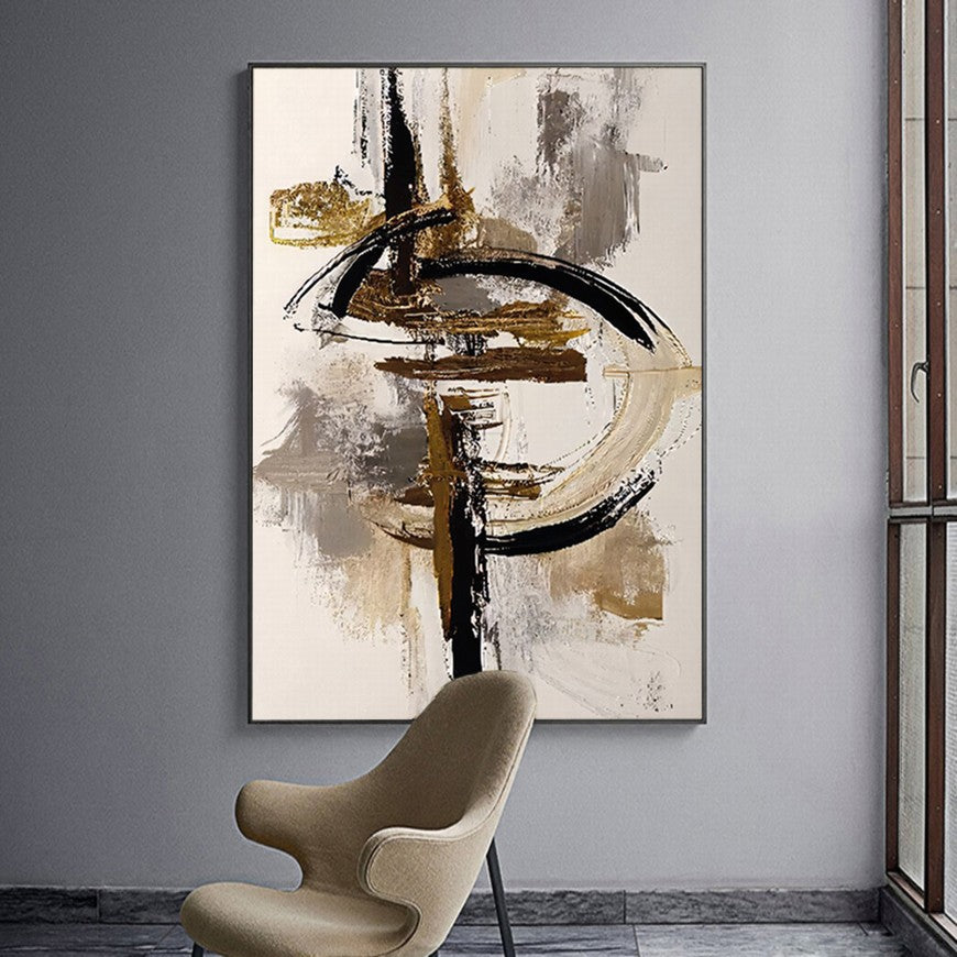 Amber Hues Brush Strokes Abstract Painting