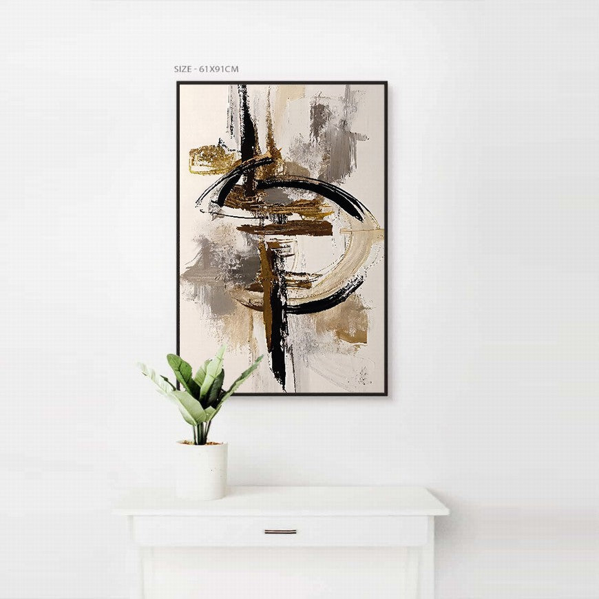 Amber Hues Brush Strokes Abstract Painting