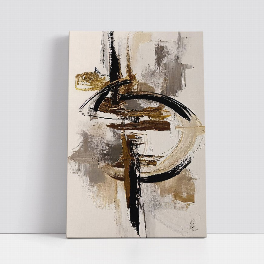 Amber Hues Brush Strokes Abstract Painting