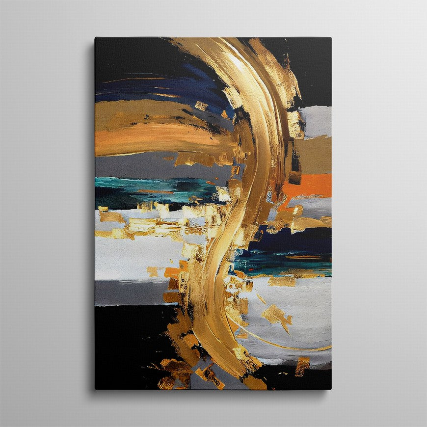 Golden Splash, Royal Depths Abstract Oil Painting