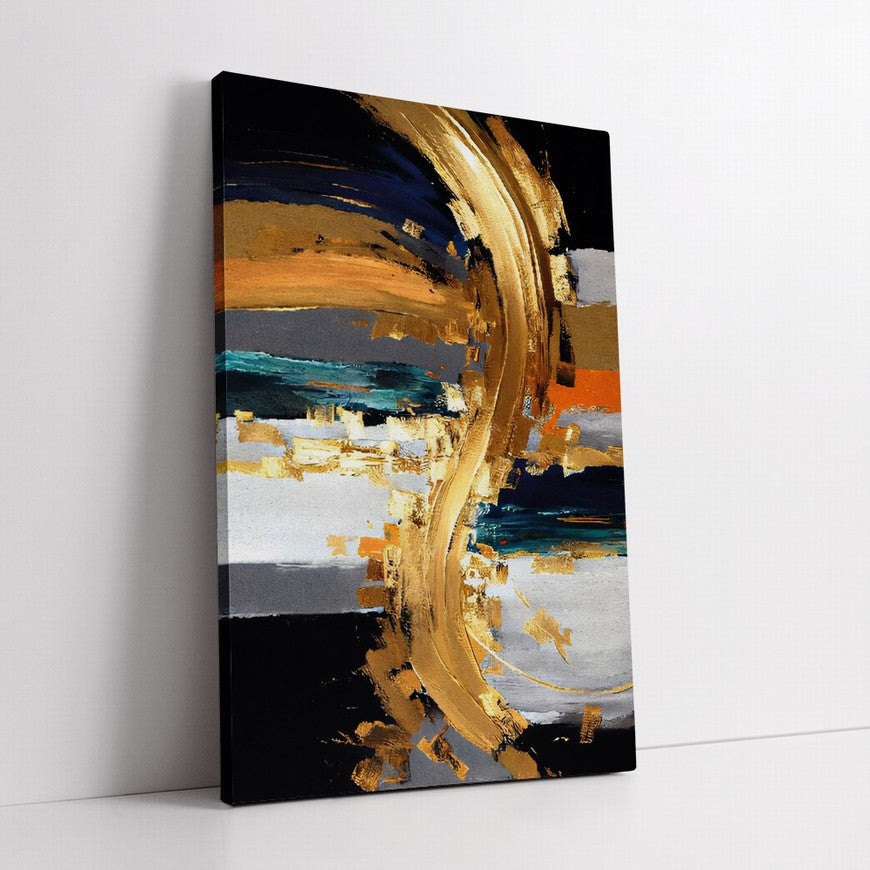 Golden Splash, Royal Depths Abstract Oil Painting