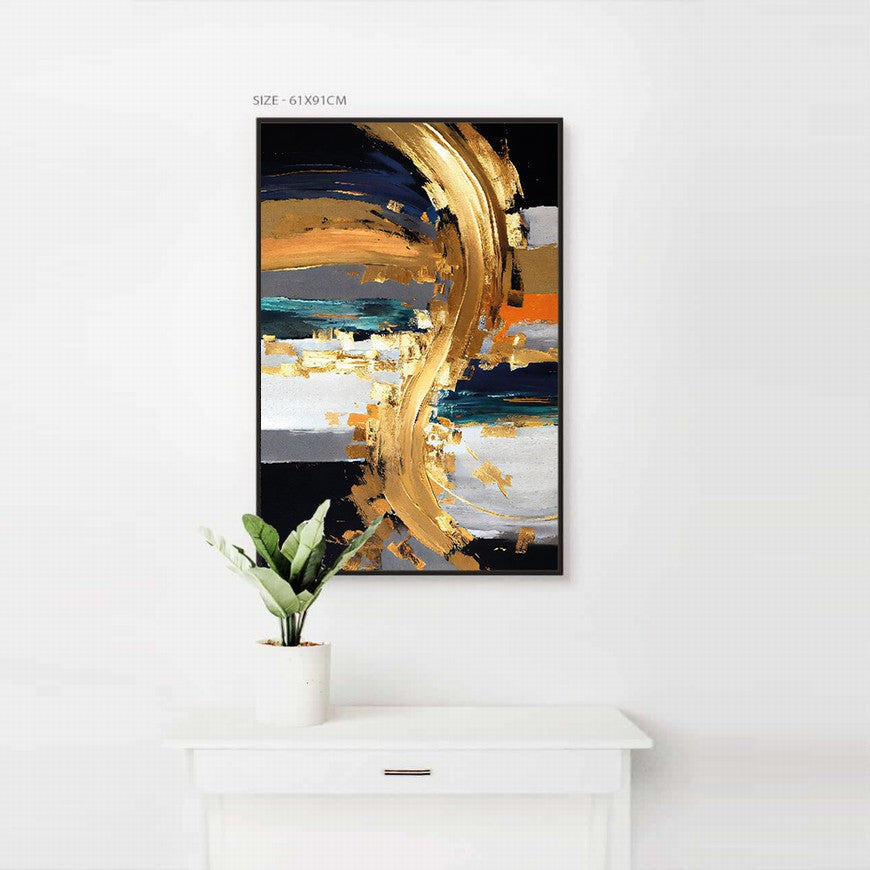 Golden Splash, Royal Depths Abstract Oil Painting