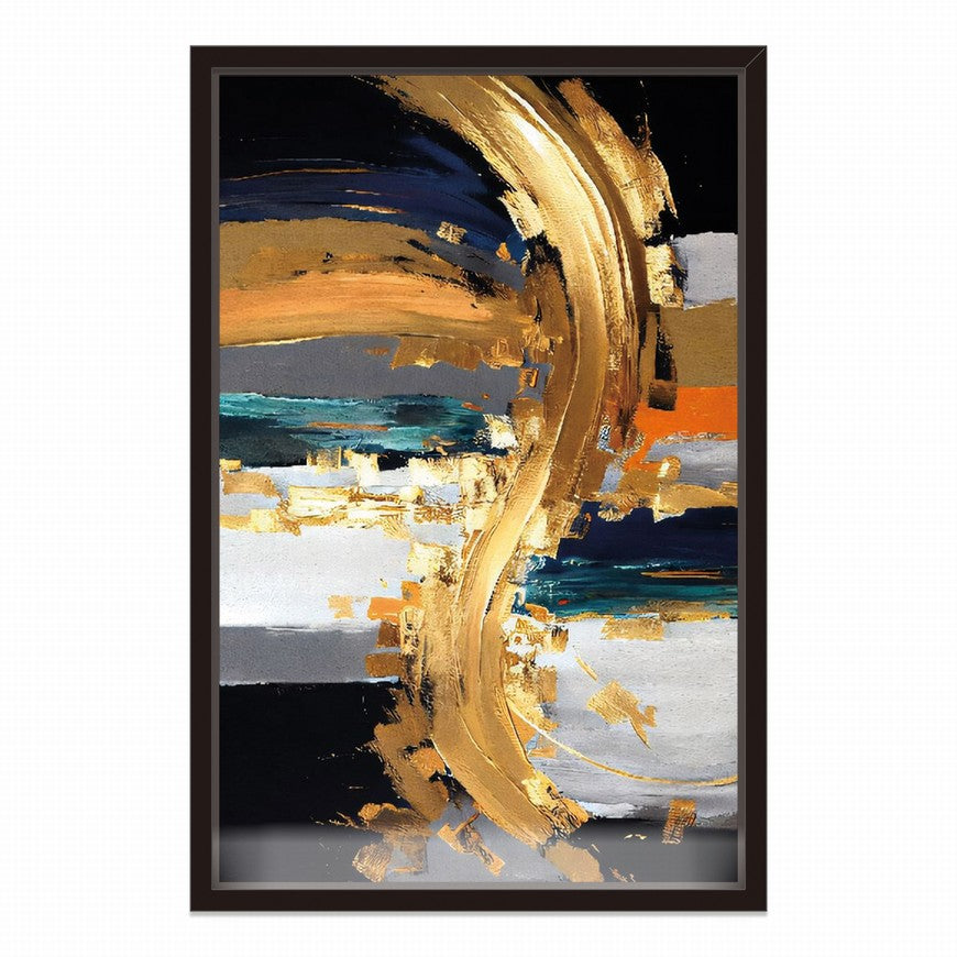 Golden Splash, Royal Depths Abstract Oil Painting