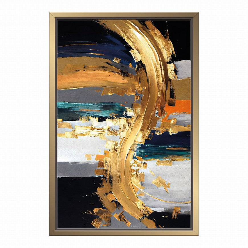 Golden Splash, Royal Depths Abstract Oil Painting