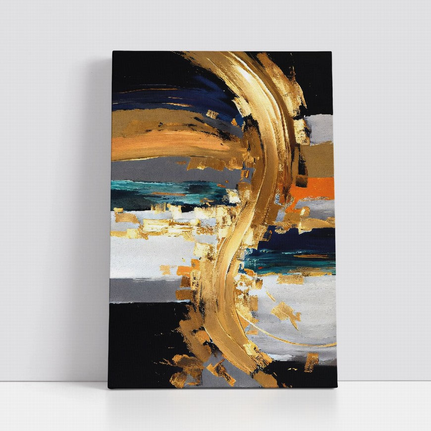 Golden Splash, Royal Depths Abstract Oil Painting