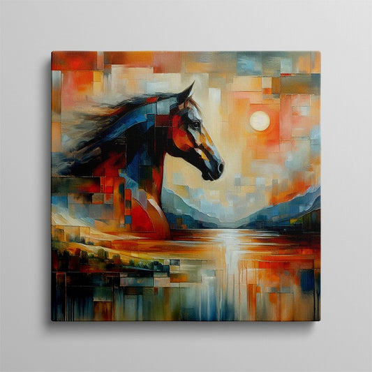 Classic Horse Oil Painting with a Regal Frame