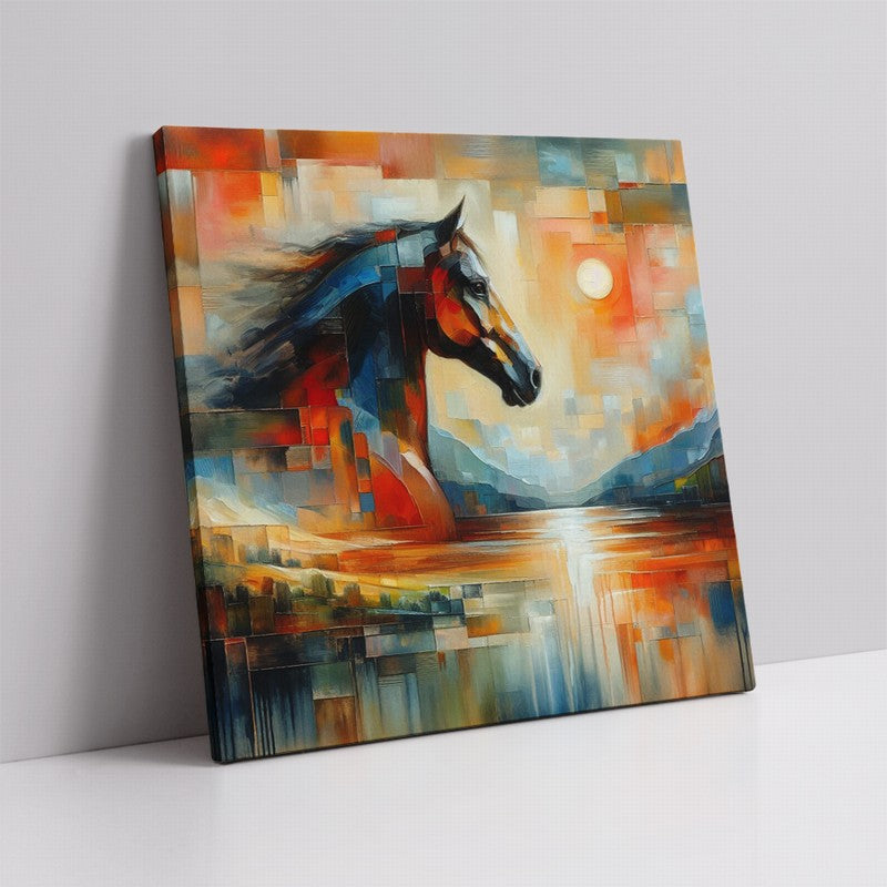 Classic Horse Oil Painting with a Regal Frame