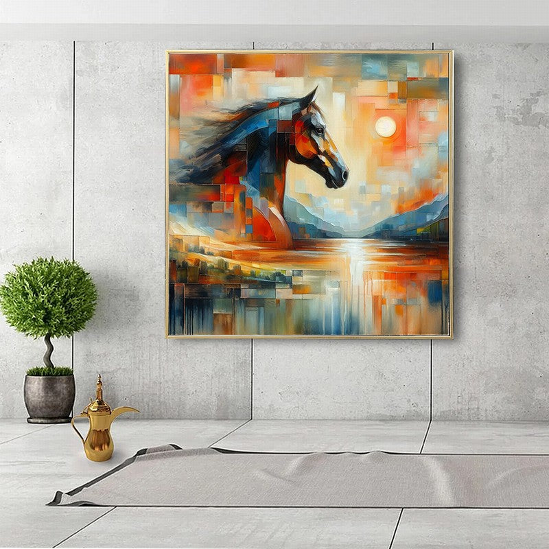 Classic Horse Oil Painting with a Regal Frame