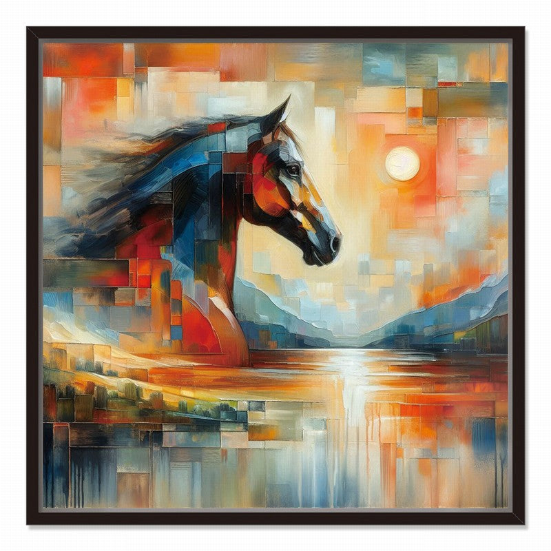 Classic Horse Oil Painting with a Regal Frame