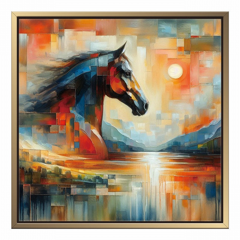 Classic Horse Oil Painting with a Regal Frame