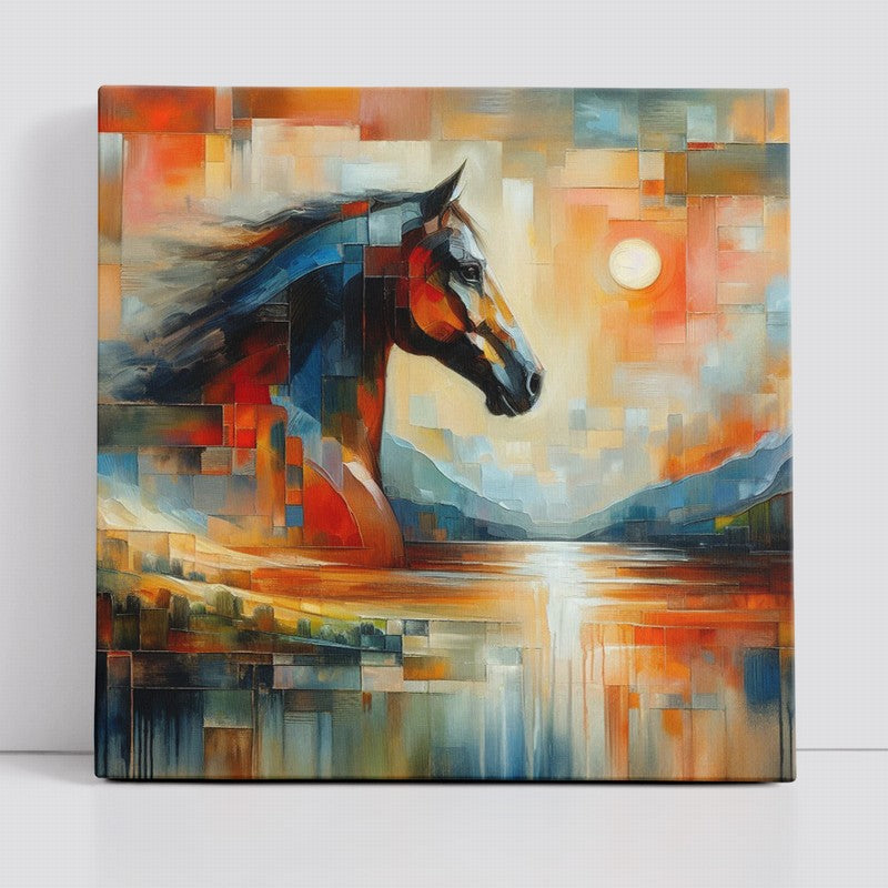 Classic Horse Oil Painting with a Regal Frame