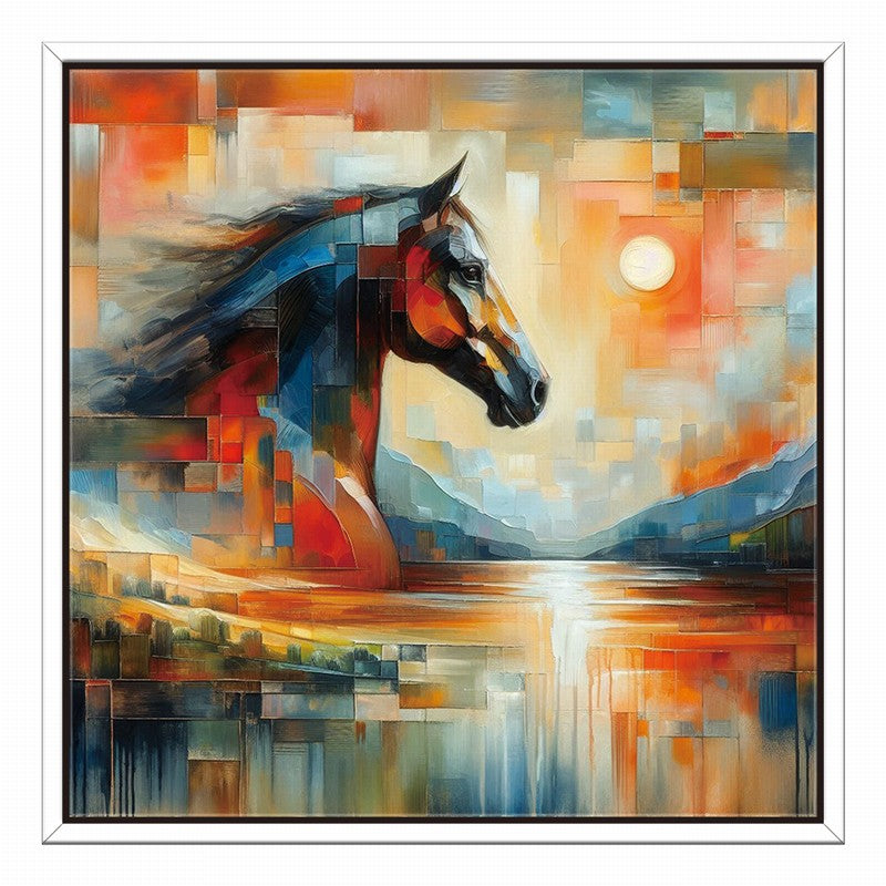 Classic Horse Oil Painting with a Regal Frame