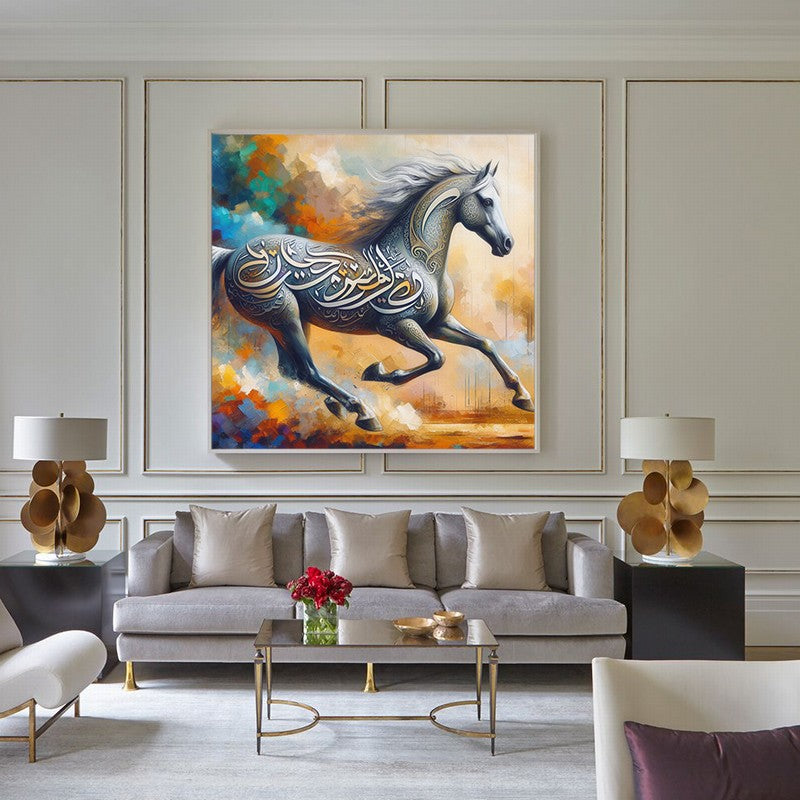 Powerful Horse Oil Painting for Wall Art