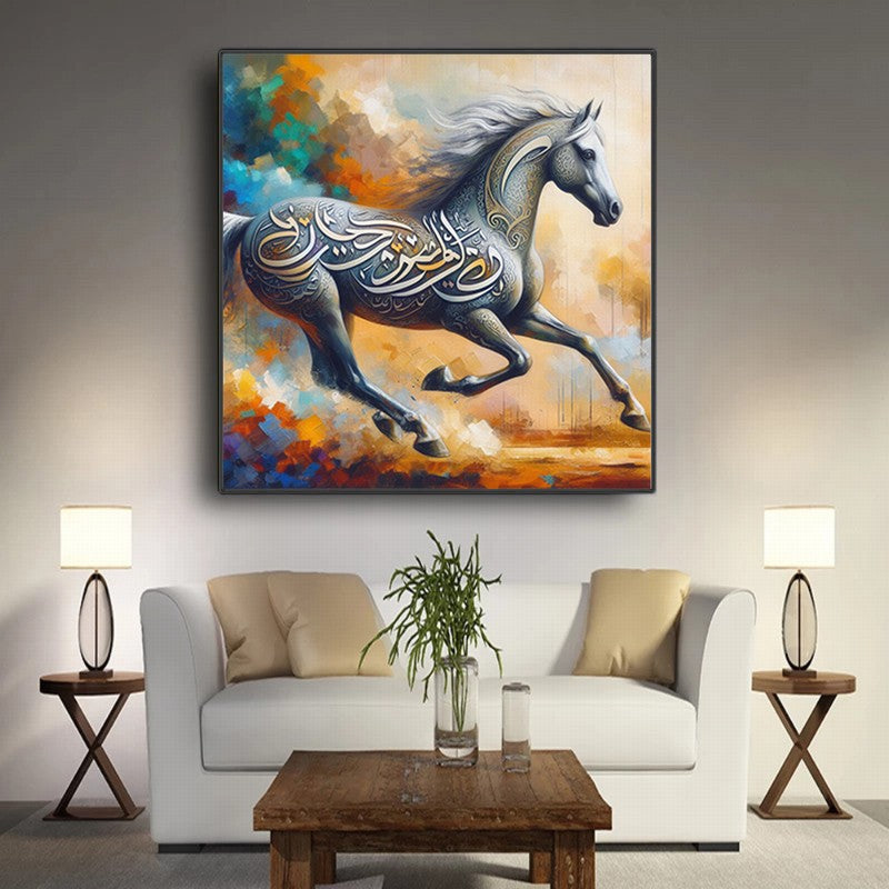 Powerful Horse Oil Painting for Wall Art