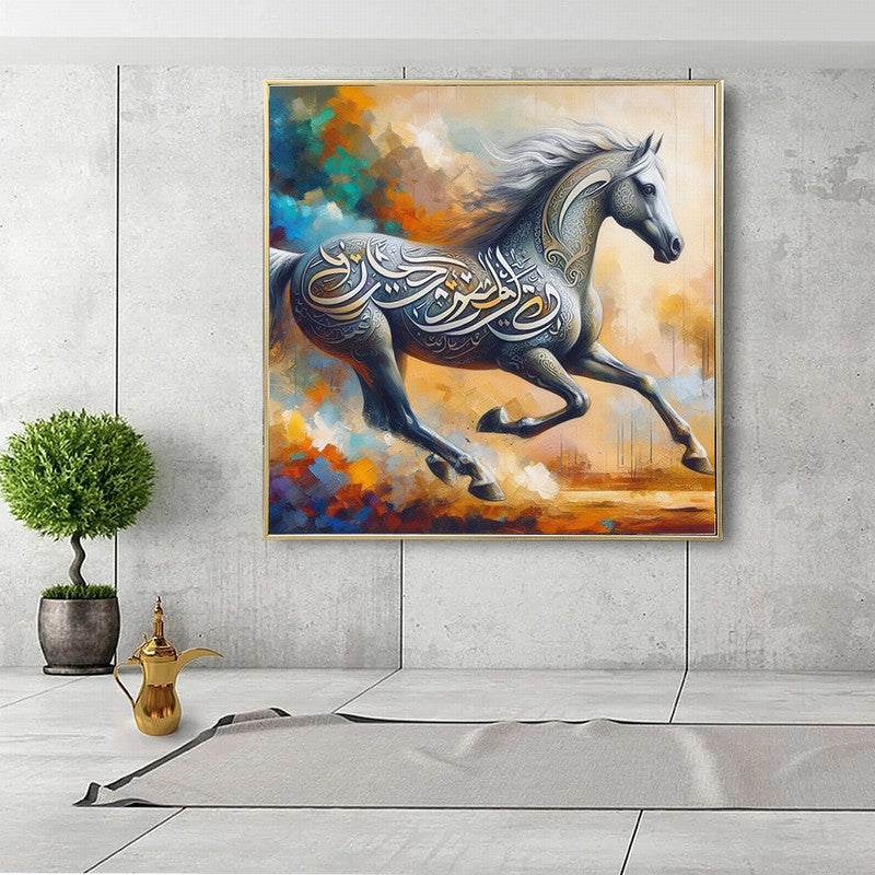 Powerful Horse Oil Painting for Wall Art