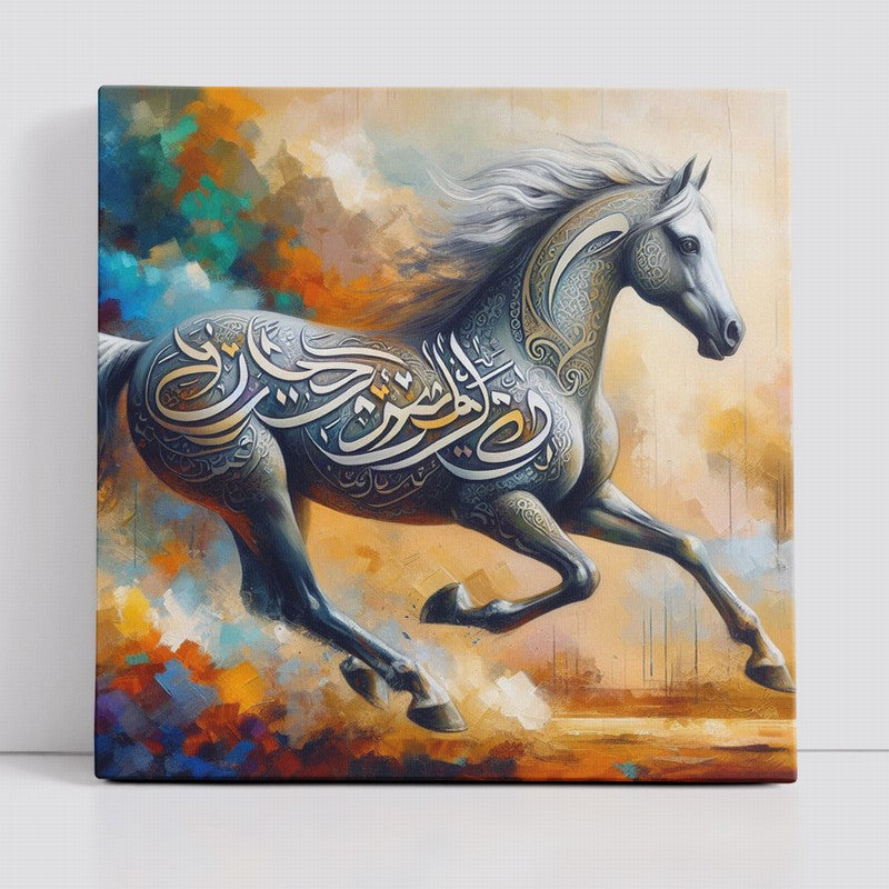 Powerful Horse Oil Painting for Wall Art