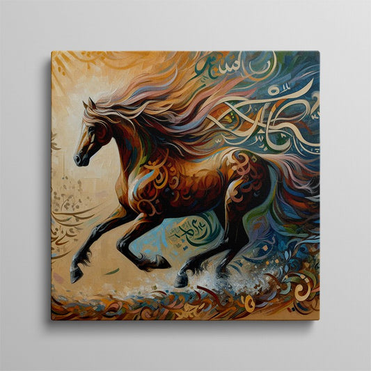 Stunning Horse Oil Painting with Golden Accents