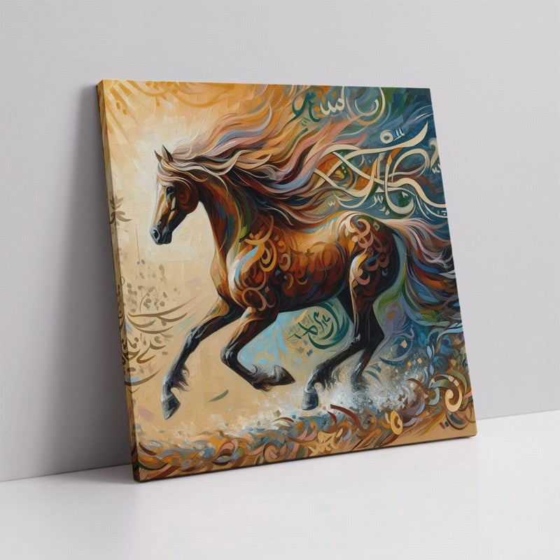 Stunning Horse Oil Painting with Golden Accents