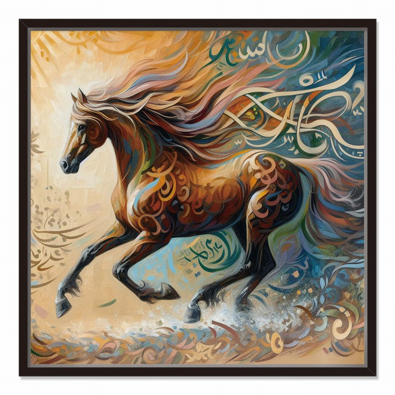 Stunning Horse Oil Painting with Golden Accents