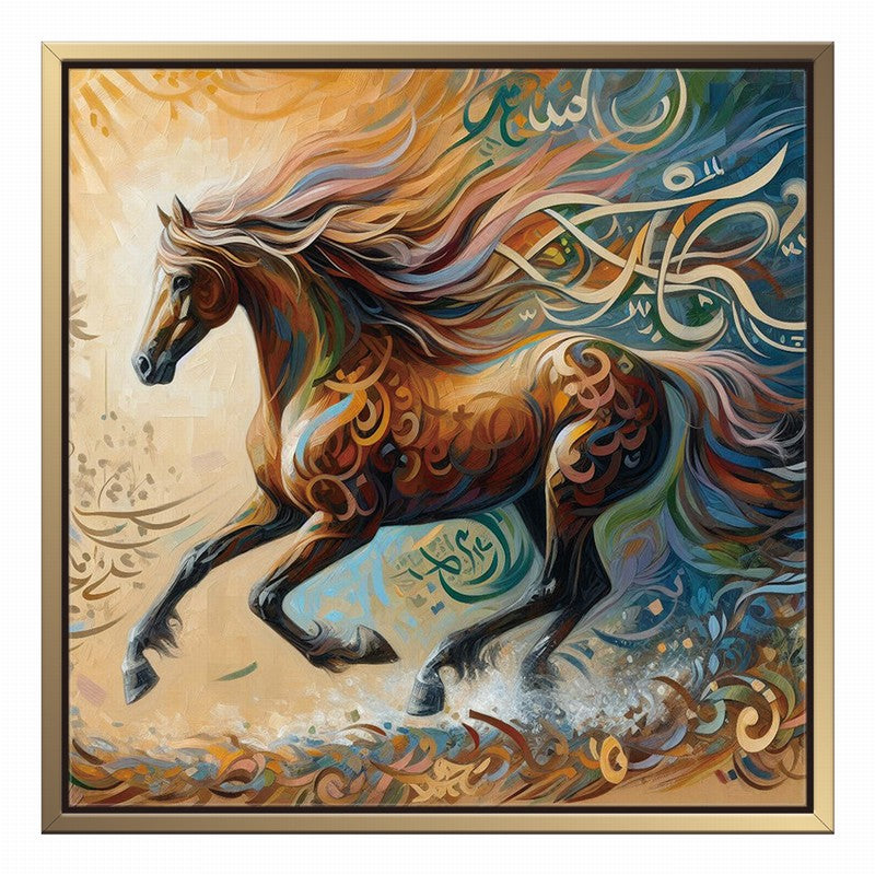 Stunning Horse Oil Painting with Golden Accents