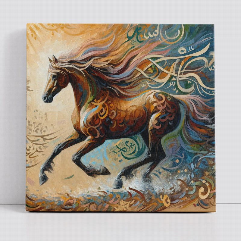 Stunning Horse Oil Painting with Golden Accents