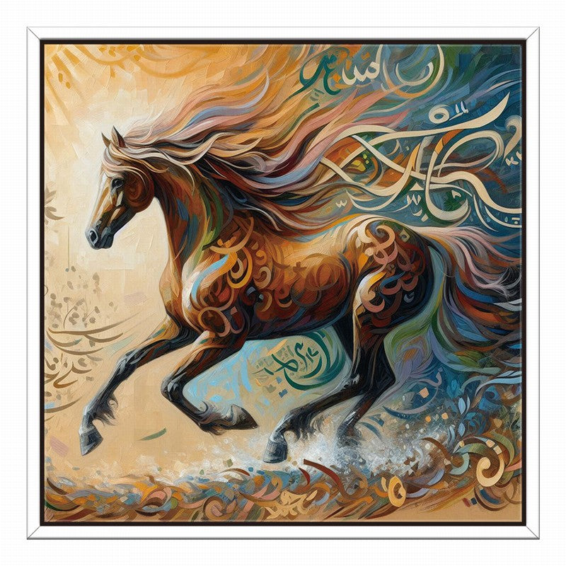 Stunning Horse Oil Painting with Golden Accents