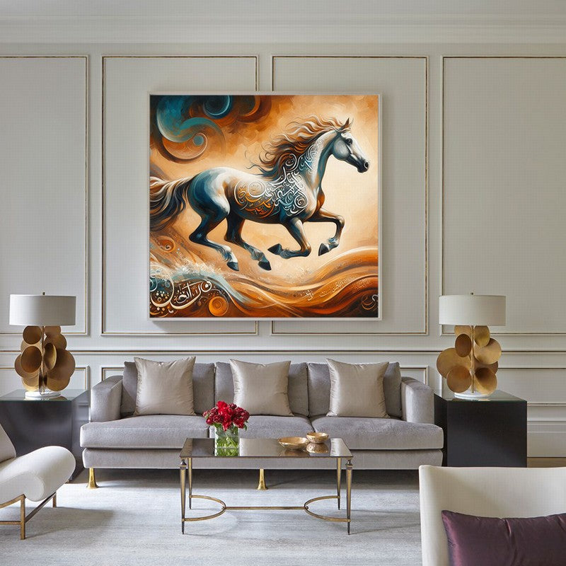 Graceful Horse Oil Painting for Bedroom Decor