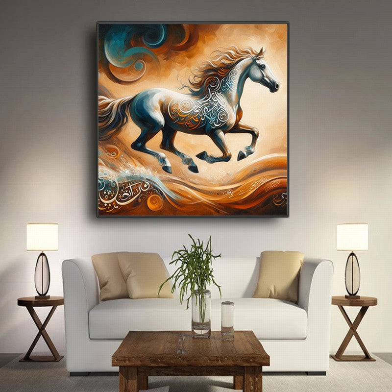 Graceful Horse Oil Painting for Bedroom Decor