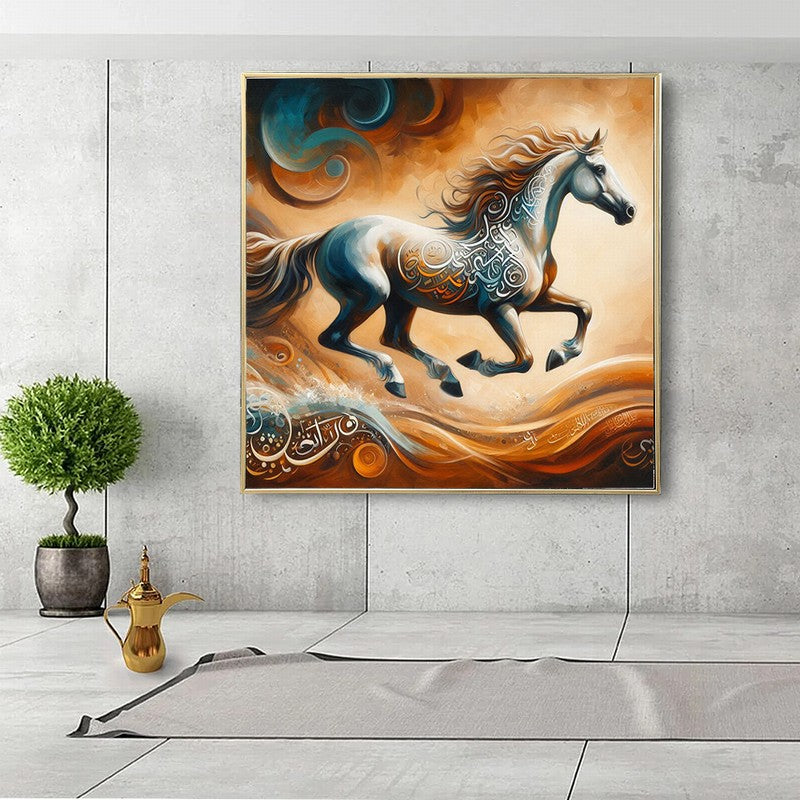 Graceful Horse Oil Painting for Bedroom Decor