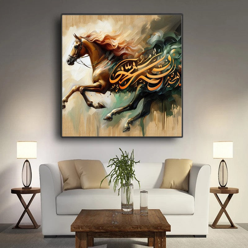 Wild Horse Oil Painting for Rustic Homes