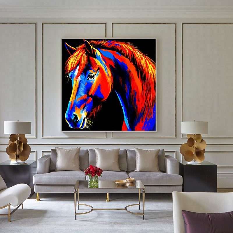 Romantic Horse Oil Painting for Living Room Decor