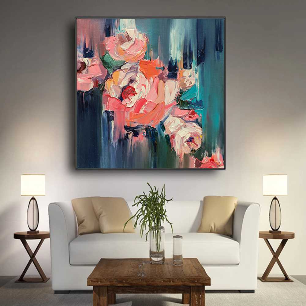 Vibrant Flower Oil Painting on Canvas