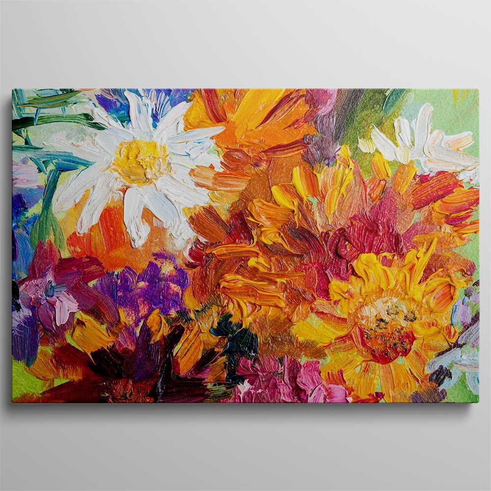 Luxury Oil Painting of Flowers in Bloom