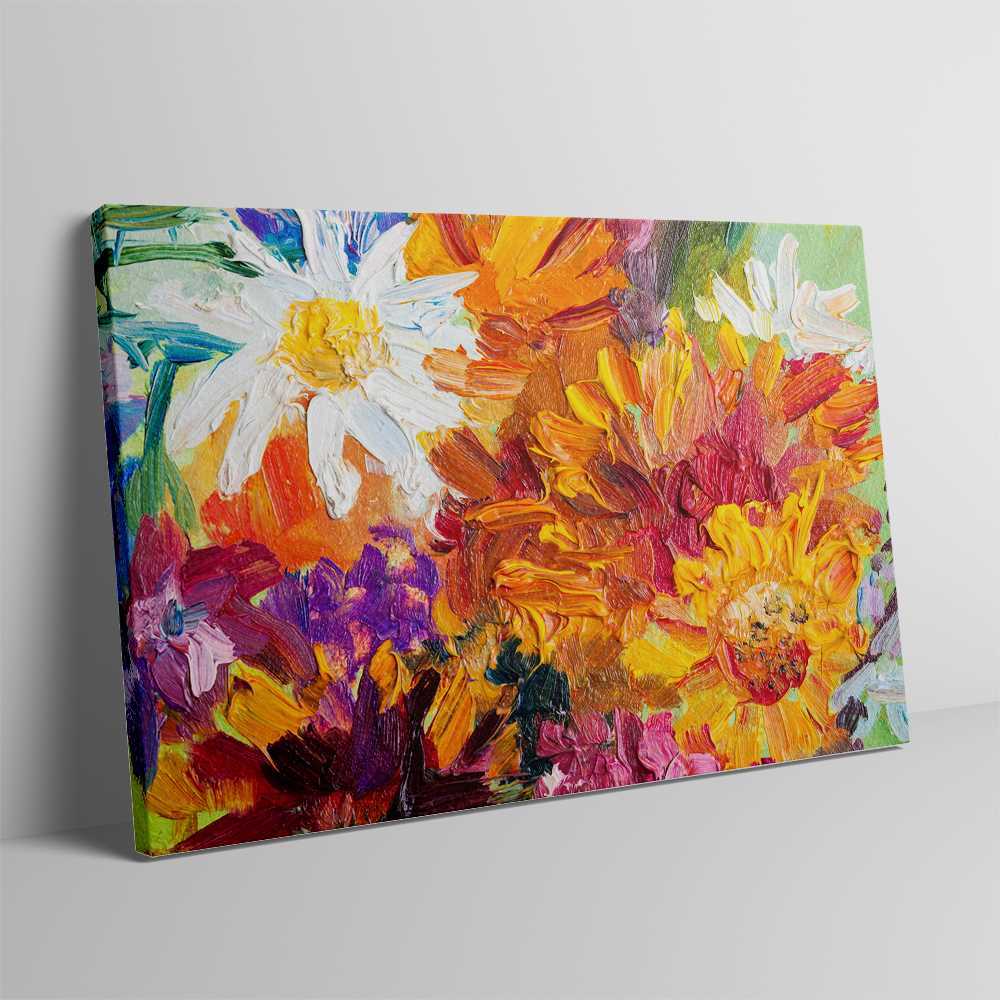 Luxury Oil Painting of Flowers in Bloom