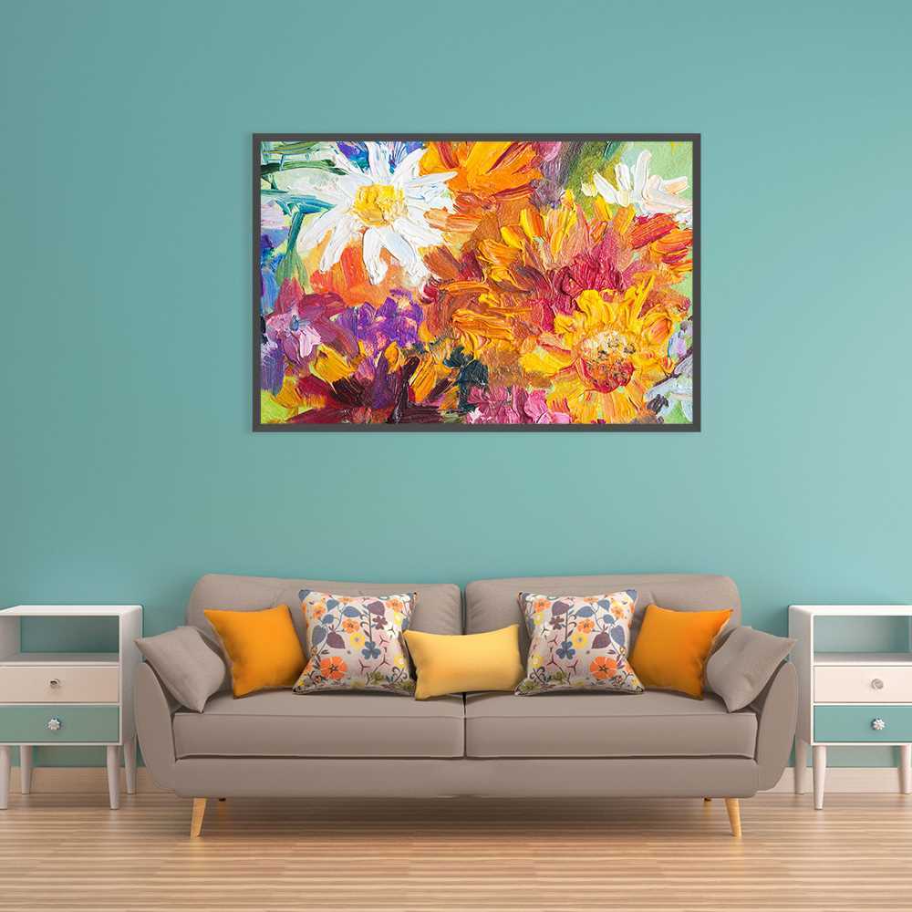 Luxury Oil Painting of Flowers in Bloom