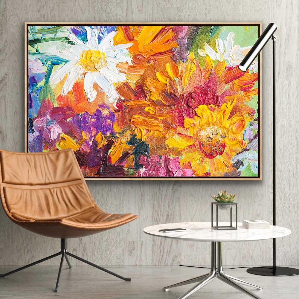 Luxury Oil Painting of Flowers in Bloom