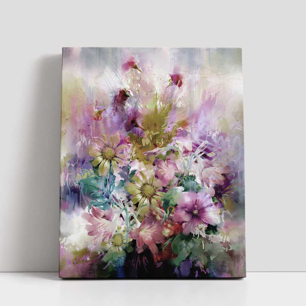 Modern Floral Oil Painting for Wall Art