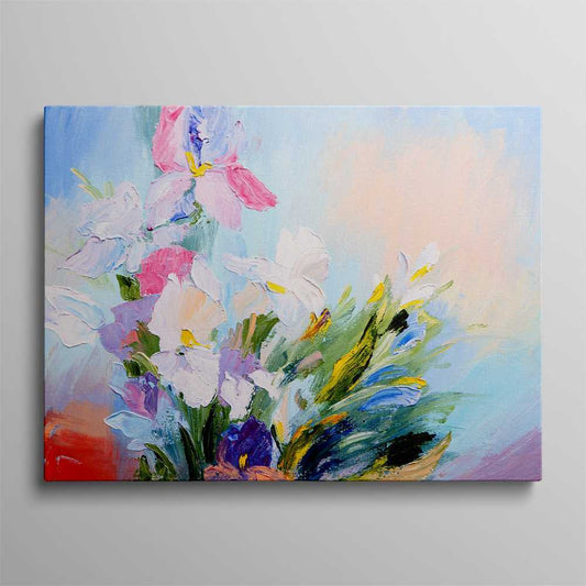 Hand-Painted Flower Oil Painting for Bedroom