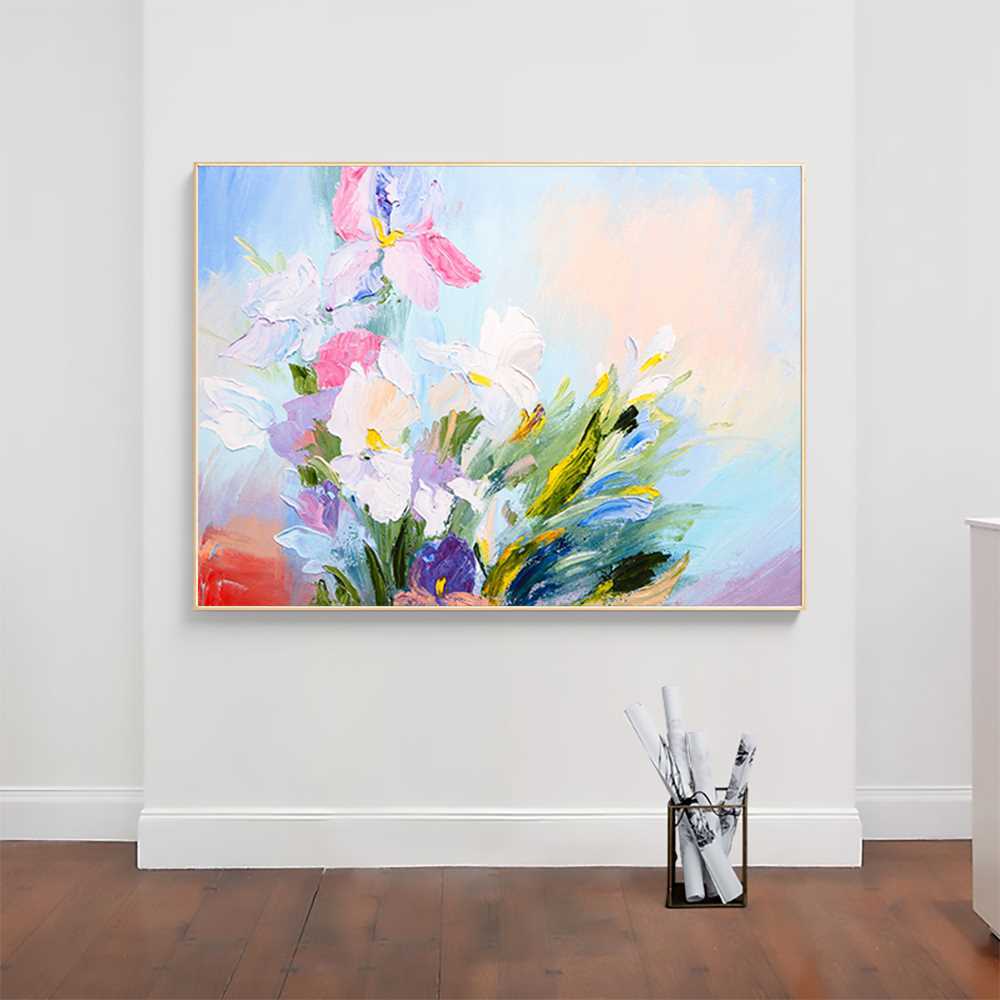 Hand-Painted Flower Oil Painting for Bedroom