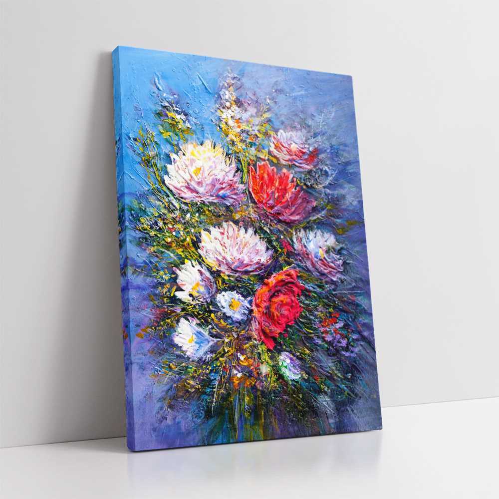 Hand-Painted Oil Painting of a Flower Bouquet