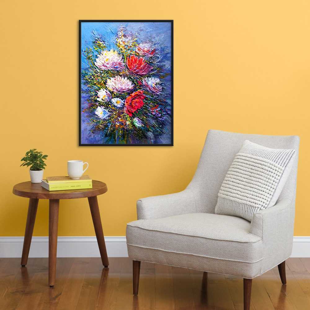 Hand-Painted Oil Painting of a Flower Bouquet