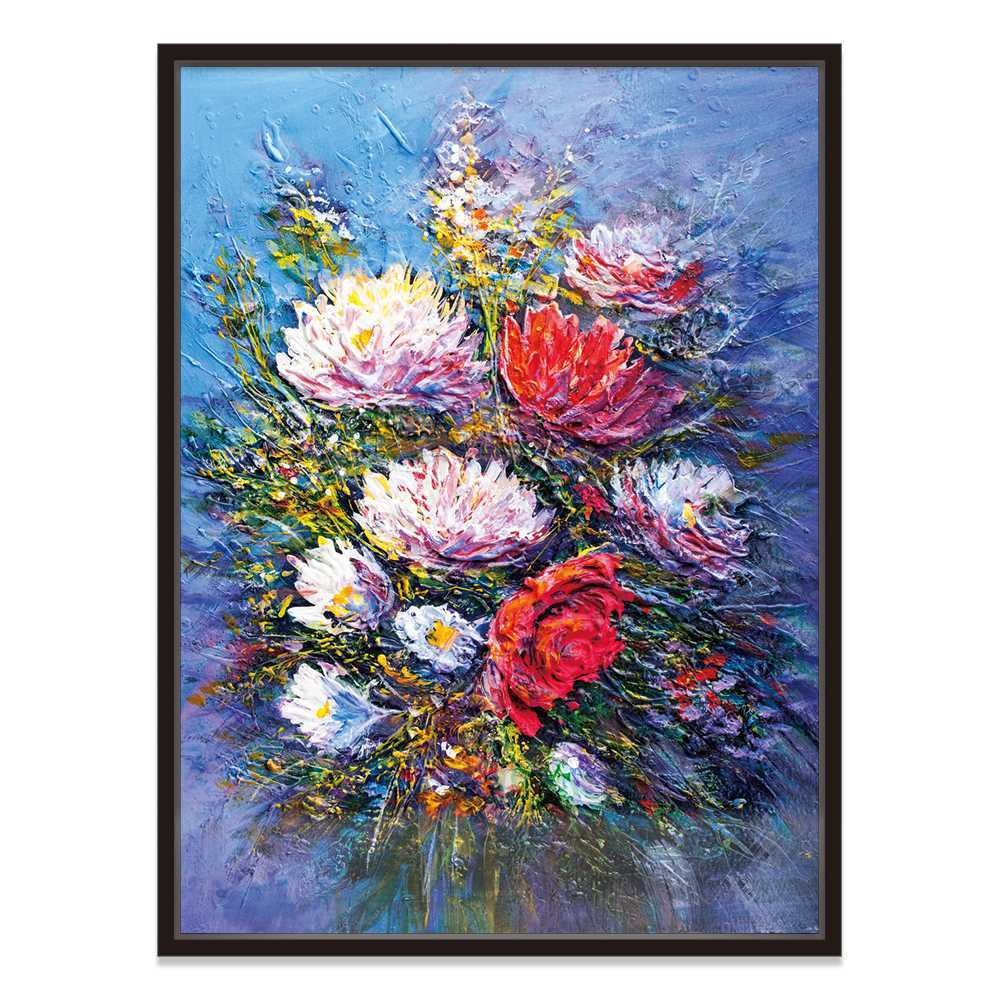 Hand-Painted Oil Painting of a Flower Bouquet