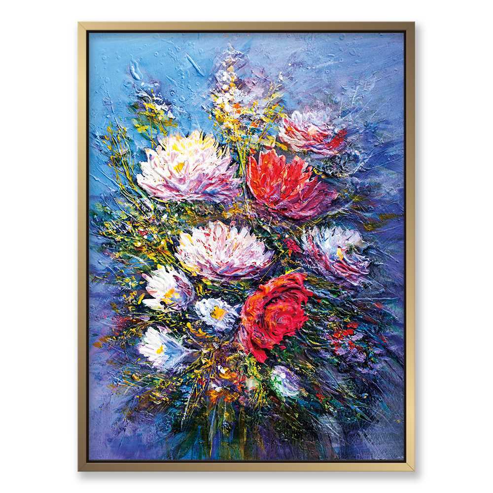 Hand-Painted Oil Painting of a Flower Bouquet