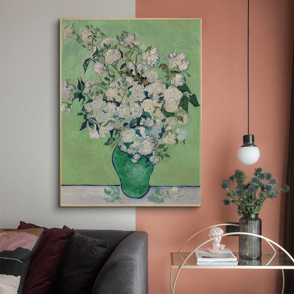 Romantic Flower Oil Painting for Bedroom Decor