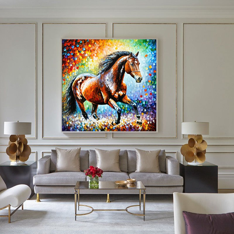 Charming Horse Oil Painting for Cozy Corners