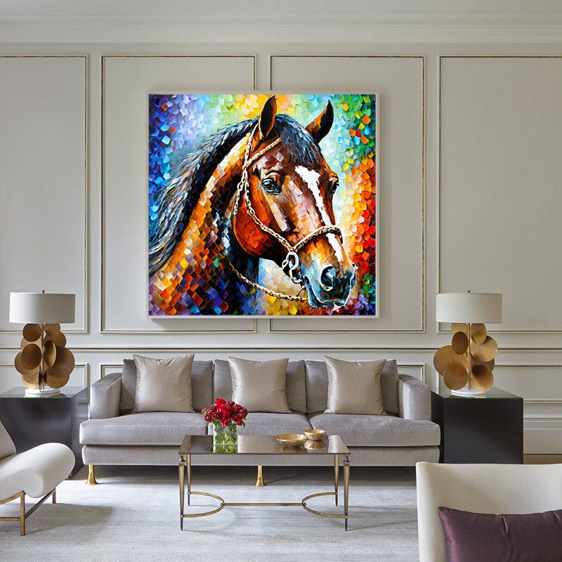 Noble Stallion Oil Painting for Upscale Homes